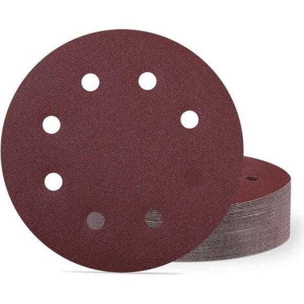 40 stk. 180mm 240 Grit slibeskiver - 180mm skiver - 8 huller -