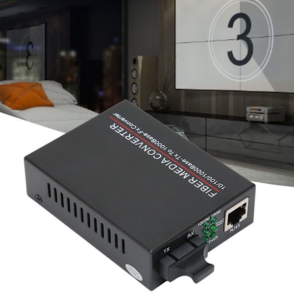 Fiber Transceiver TBCMC3602ED20 20km/SC/1310nm RJ45 Fiberoptisk Router 100240V(EU-kontakt)