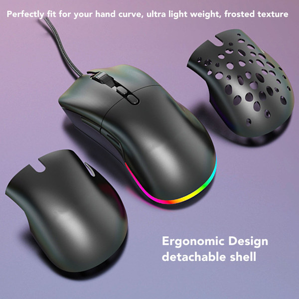 Trådløs mus med dobbelt tilstand, programmerbare knapper, RGB-baggrundsbelysning, justerbar DPI, ergonomisk gamingmus til spil, kontor og studie