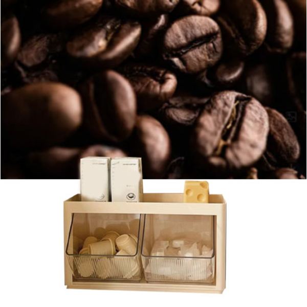 Väggmonterad te-påseförvaringslåda Multifunktionell kaffekapselhållare för kontorspentry Snack Gul