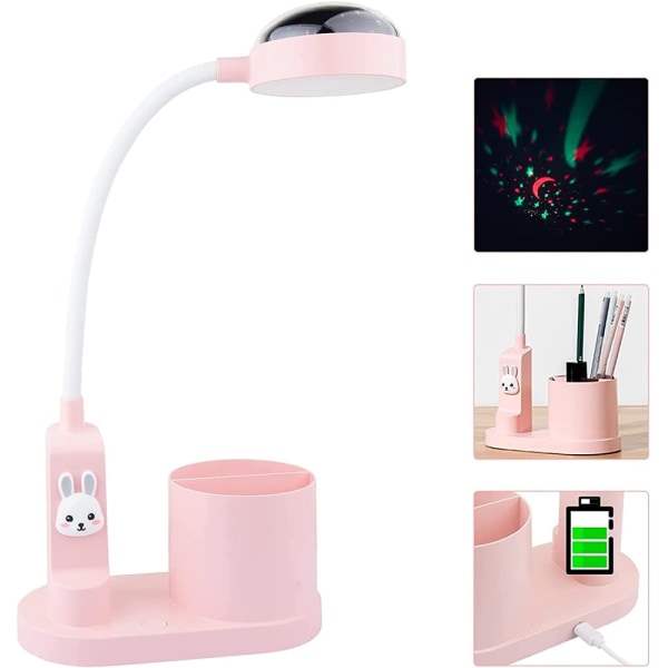 Bordslampa för barn Sänglampa med pennhållare, automatisk färg