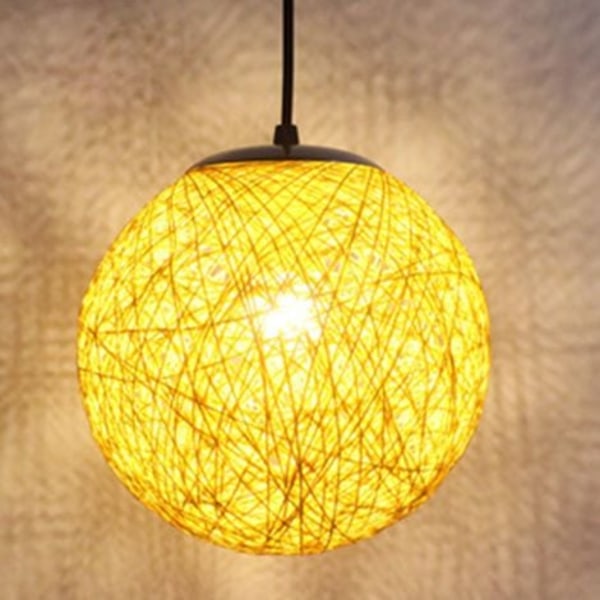 Gul Retro Pendellampe 15cm Rund Rattan Globe,