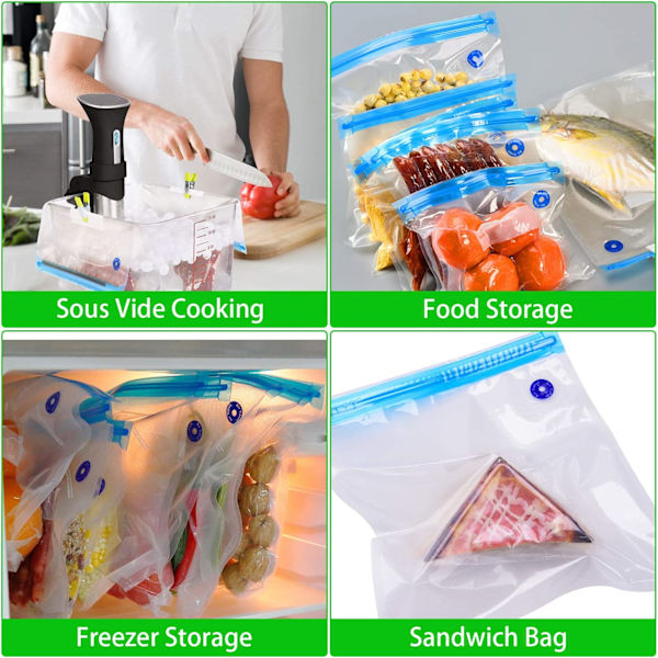 Sous Vide-påsar 15 återanvändbara vakuumförvaringspåsar för Anova an