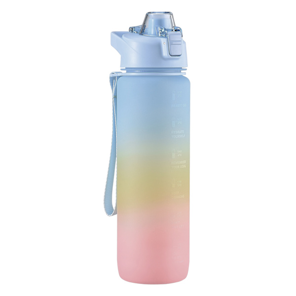 Blændende Gradient Plastik Vandkop 1000ml Stor Kapacitet Frostmat Casual Kop Rumkop