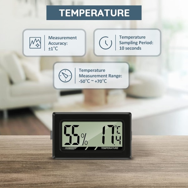 Mini digitalt LCD termometer Hygrometer Temperatur Fugtighed Tester Bærbart termometer Termo Hygrometer Indikator til kontorkøkken Humidorer