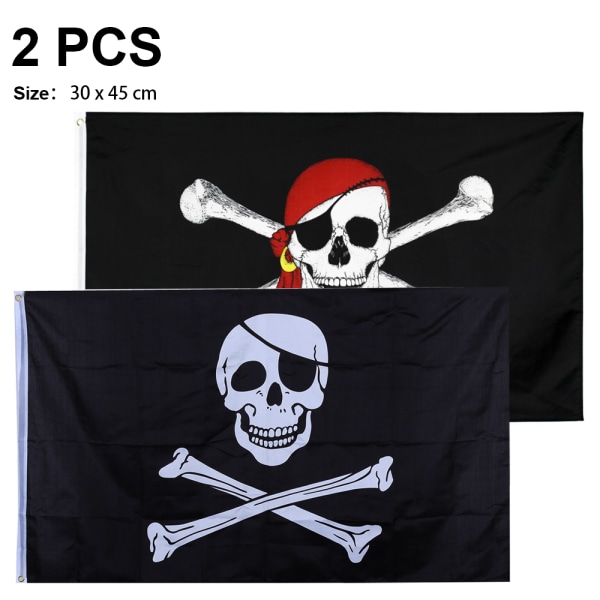 2 stk. 30*45cm Pirat Dacron Flag til piratfest, fødselsdagsgave