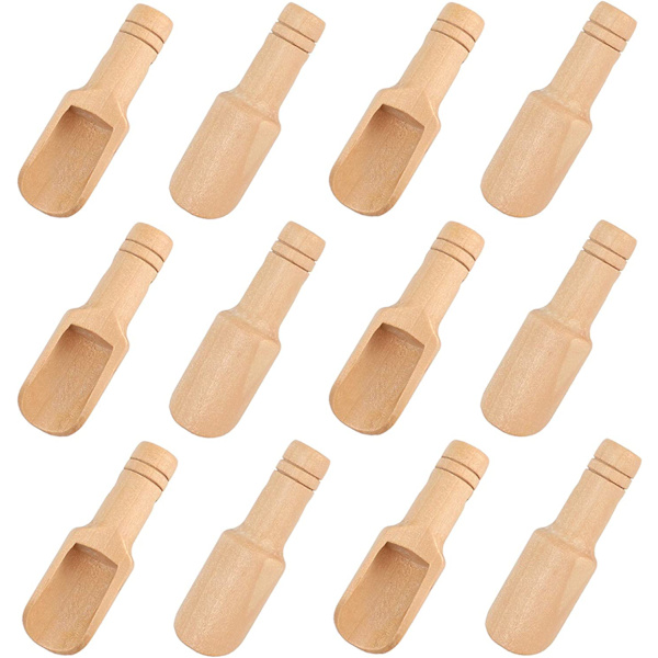 Mini träsked, 12st 7.5cm Liten salt sked, träkryddssked, för kryddor, salt, te, honung, socker, mjölkpulver, kaffe
