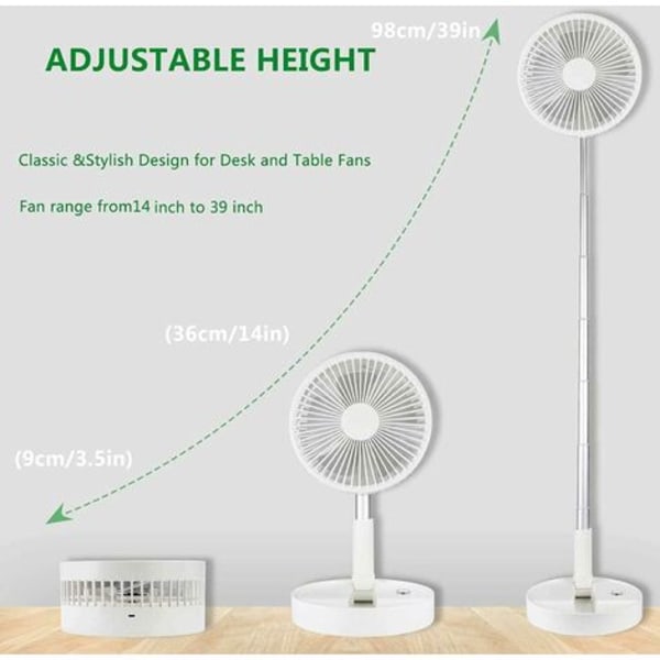 Hiljainen tuuletin kaukosäätimellä, ECO-tila, ladattava 7200 mAh, 4 nopeutta