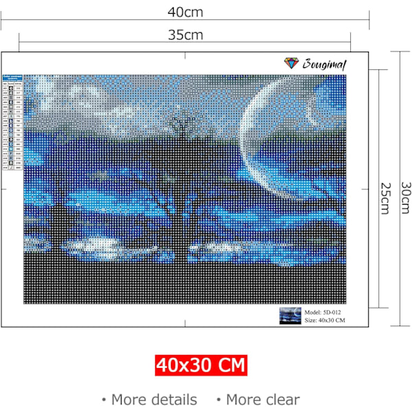 Timanttimaalaussetti Aikuisille Aloittelijoille Taide 5D Kuu Metsä Yö