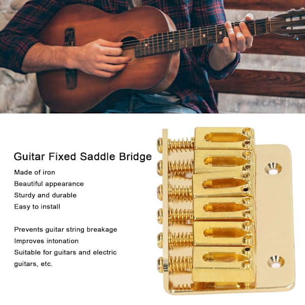 6-strengers Gitarre Fast Saddle Bridge Hardtail Top Loader Jern Elektrisk Gitarre Saddle Bridge Utskifting Gull
