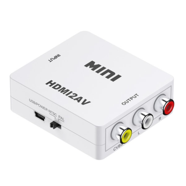 Mini AV Till Video Converter HDMI Box 1080P AV2HDMI RCA AV HDMI Cv white