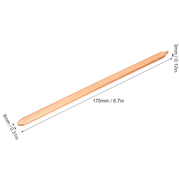 Flad varmeledning CPU-køling blank udseende DIY svejsning enkel betjening bærbar varmeledning til CPU kølelegeme 170MM
