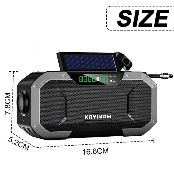 Nödradio Vattentät Bluetooth-högtalare, Bärbar Digital AM FM-radio med Ficklampa