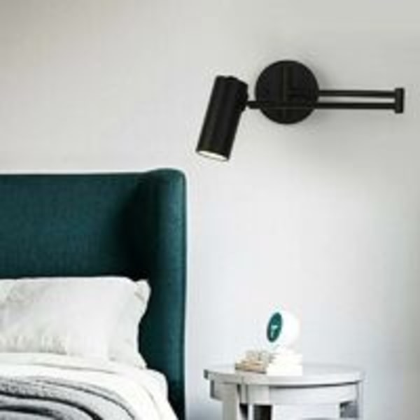 Innendørs sengelampe, veggvasklys, minimalistisk svingarm justerbar vegglampe med børstet finish, dimbar LED-belysning for soverom, gang,