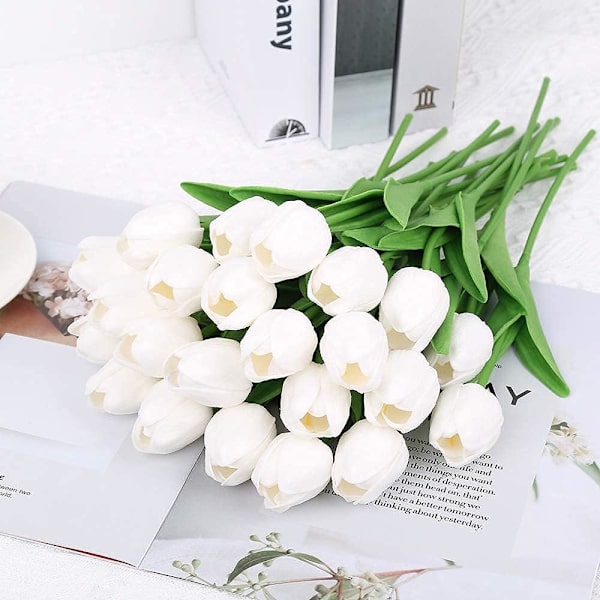 24 Pack Konstgjorda Tulpaner Lila Real Touch Tulpaner Blommor Tulpaner