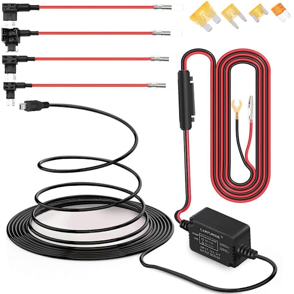 1 sett Dash Cam Mini USB 12V 30V til 5V Dash Cam Hardwire Kit Add