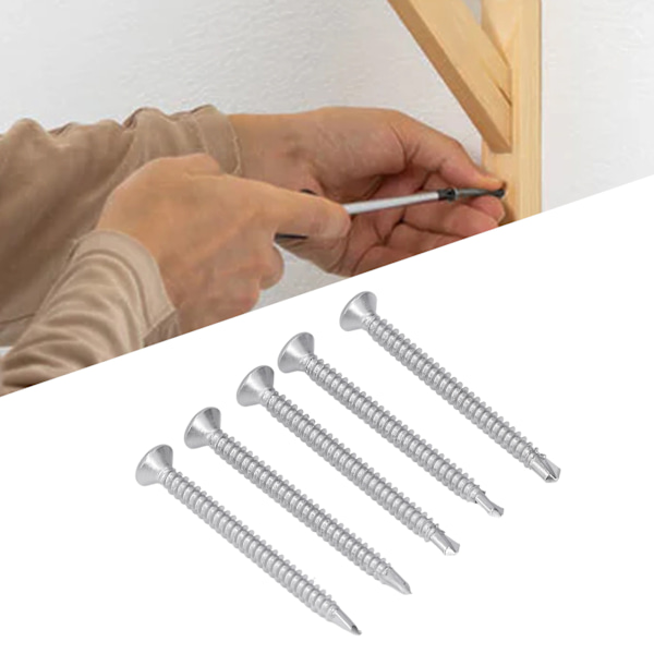 200 stk Selvborrende Skruer Korsforsenket Hode 410 Rustfritt Stål 50mm Nominell Lengde M4.2-18
