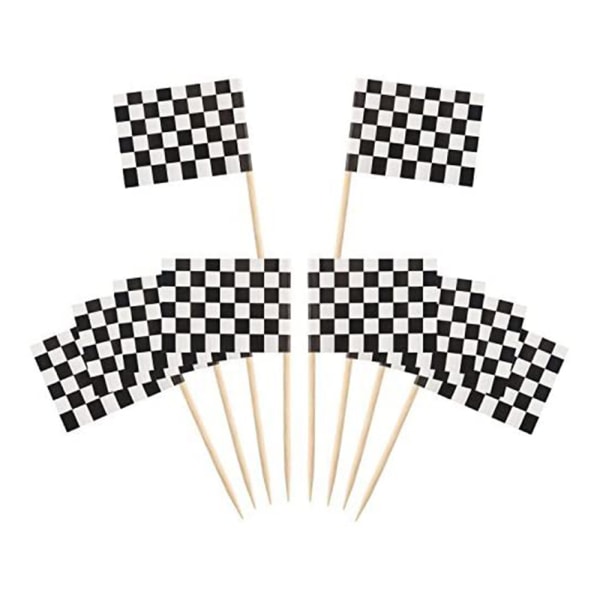 120-pack rutiga racingflagga-party-cupcakeplockar tandpetare