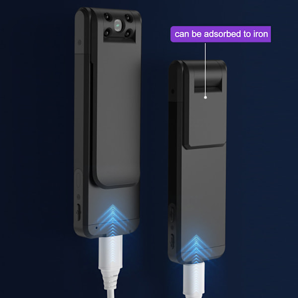 Digital opptaker Metall 1050mah 1080P HD 180 Graders Infrarød Roterbar Linse Bærbar Magnetisk Kroppskamera for Møte