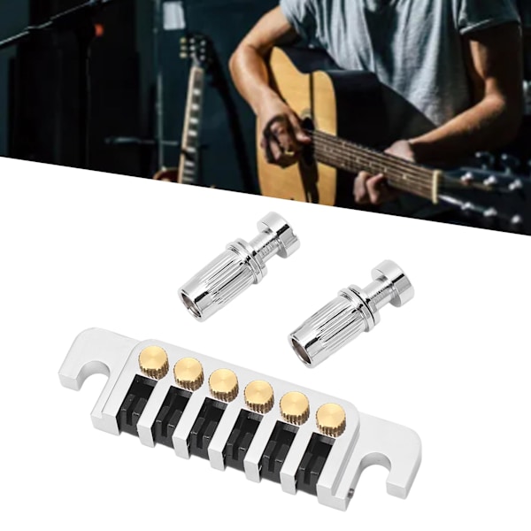 Gitarrstall Svansstycke Vändbart Wrap Around Sadelstall Stop Tailpiece för LP EPI Stil Elgitarrer Silver
