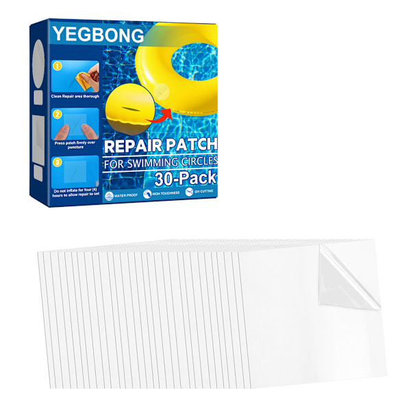 30 st självhäftande PVC-lappar för reparation av uppblåsbara båtar, uppblåsbara pooler, STOL