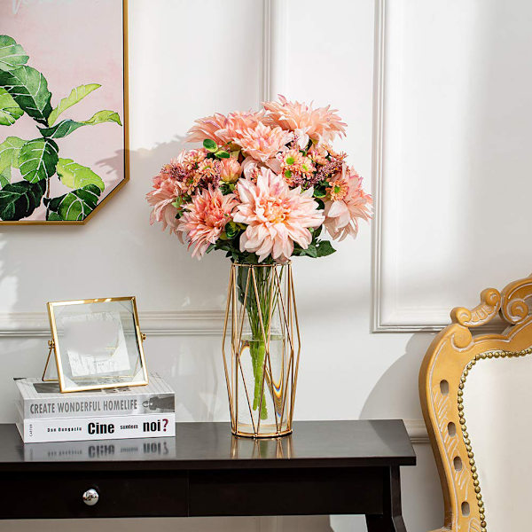 Vase for Pampas Grass, Glass Gold High Floor Vase with