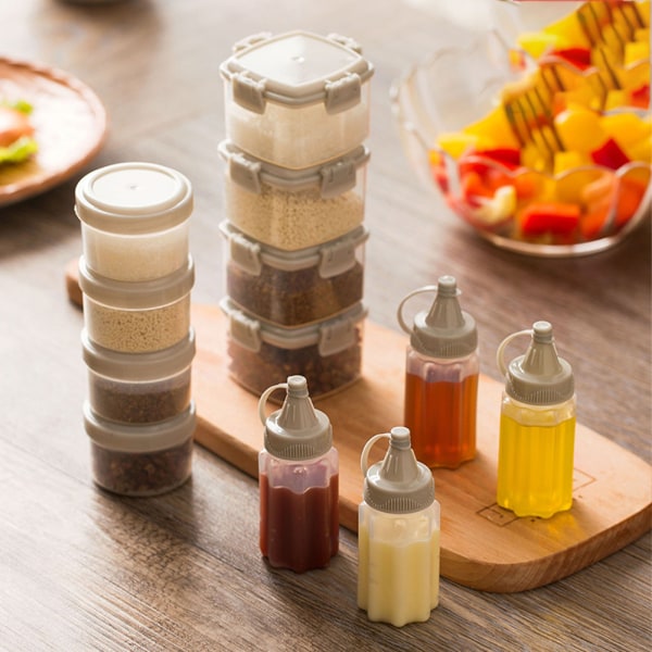 12 st Mini Plast Såsflaska Kryddbox Sallad