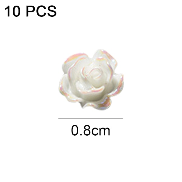 Nail Art 3D Resin Vit Ros Blomdesign Aurora Kronblad Nagel