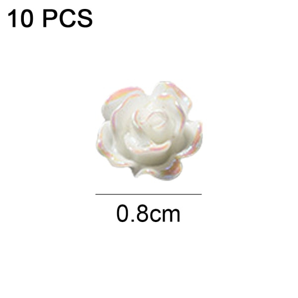 Neglekunst 3D Resin Hvit Rose Blomster Design Aurora Kronblad Negl