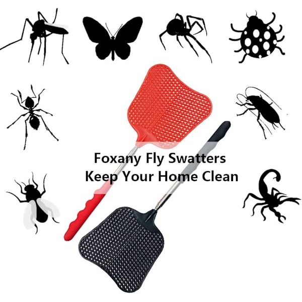 foxany Fly Swatters Extendable, Durable Plastic Fly Swatter