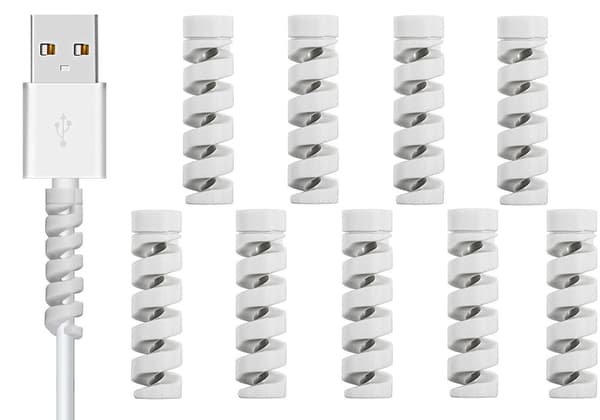 10-pak Spiral Kabelbeskyttere - Oplader Sort