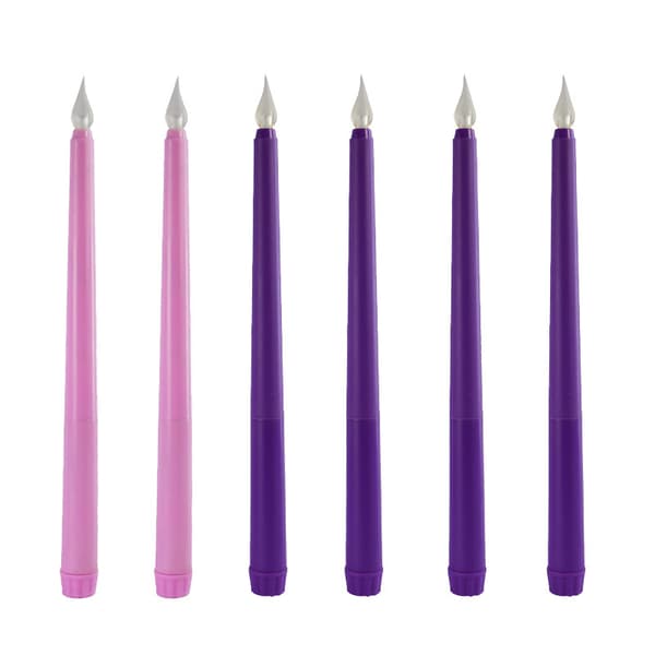 4-delt LED adventslyssett lilla og rosa adventslys