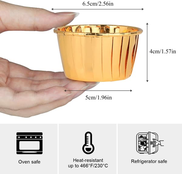 Muffinsforme i aluminiumfolie, (guld) 50 stk