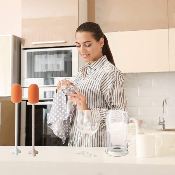 Metulip 2-pack svampflaskborste med stativ 8,6 tum lång
