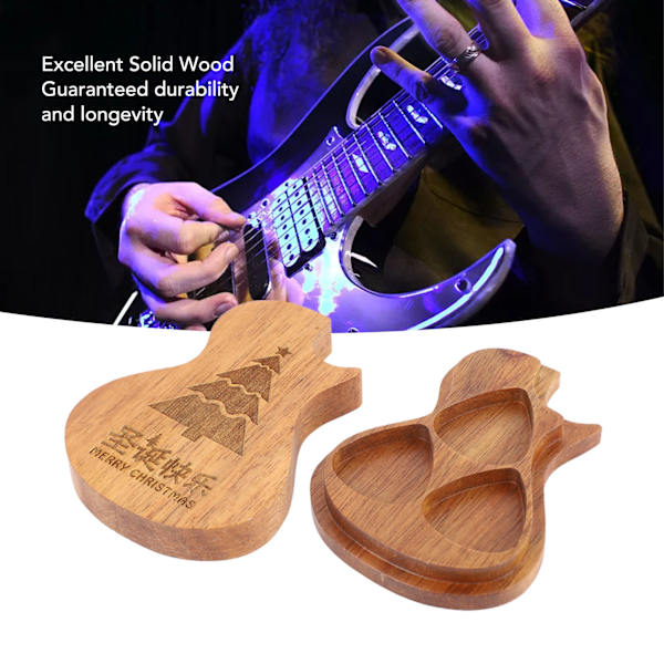 Gitarrplektrum Box Portabel Multifunktionell Gitarrformad Träplektrumhållare Fodral L827 Kaskad Julgran