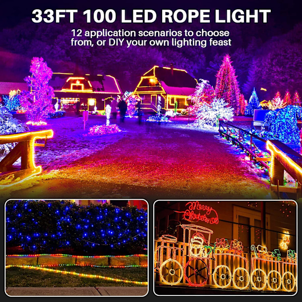 Repljus, 33ft 100 Led RGB Färgförändrande Utomhus Vattentät