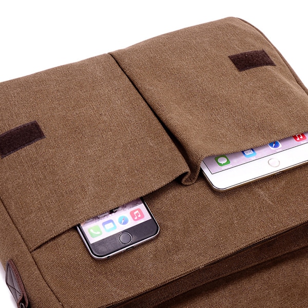 Canvas Laptop Messenger Bags Canvas Satchel Messenger Shoulder Bag Crossbody Bags för Män Work Laptop Bag (Brun)