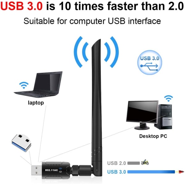 200 Mbps USB 3.0 trådløst netværks-WiFi med 5dBi-antenne