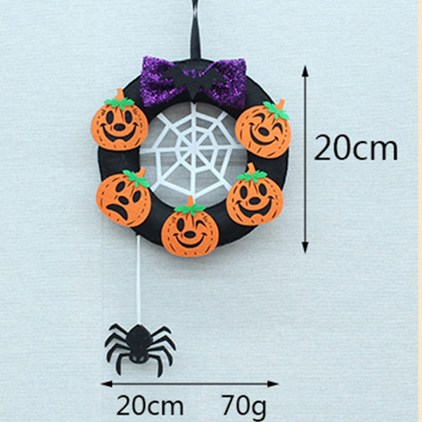 20cm Halloween-kranssi, ei-kudottu, kurpitsakranssi sisä- ja ulkokäyttöön