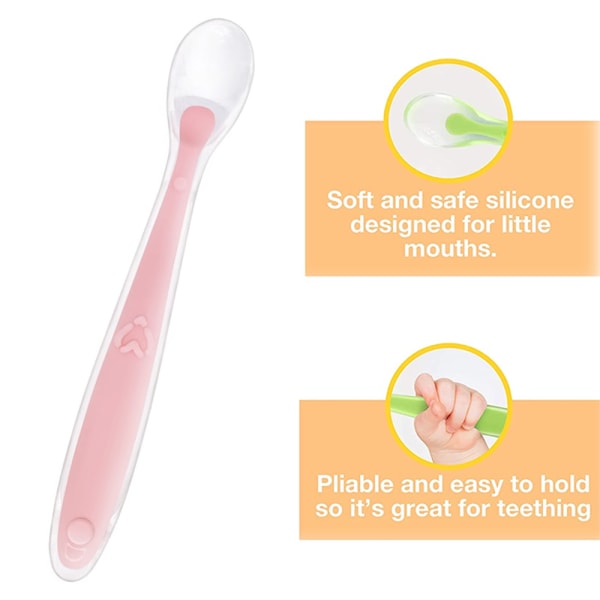 Baby Girls Spoons, 4-Pack, Soft Silicone Baby Spoons Training