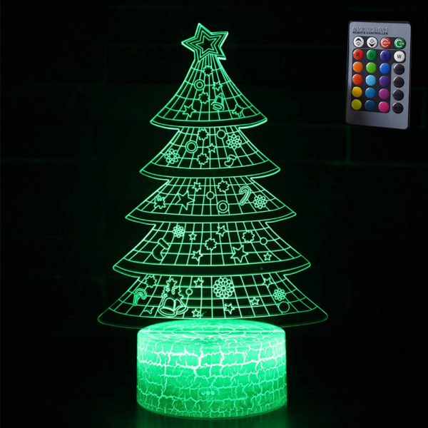 Julgran serie 3D bordslampa, LED kreativ present färgglada