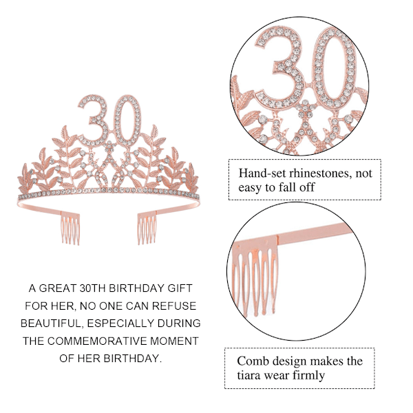 30-årsdag Sash & Rhinestone Tiara Kit, Happy 30-årsdag Present till Hennes 30-årsdag Dekorationer för Kvinnor