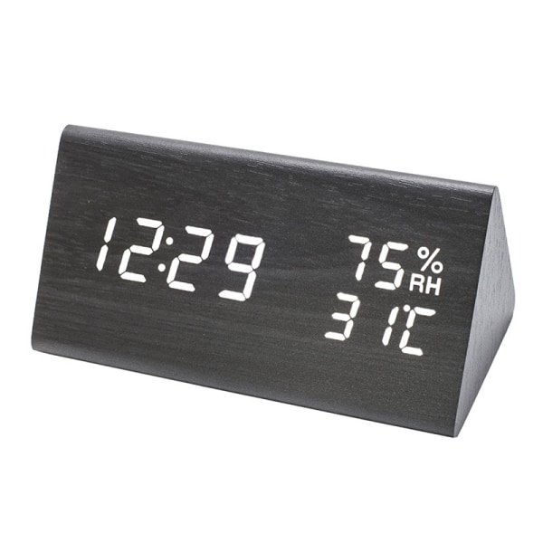 Digital väckarklocka med träelektronisk LED-tidsvisning,