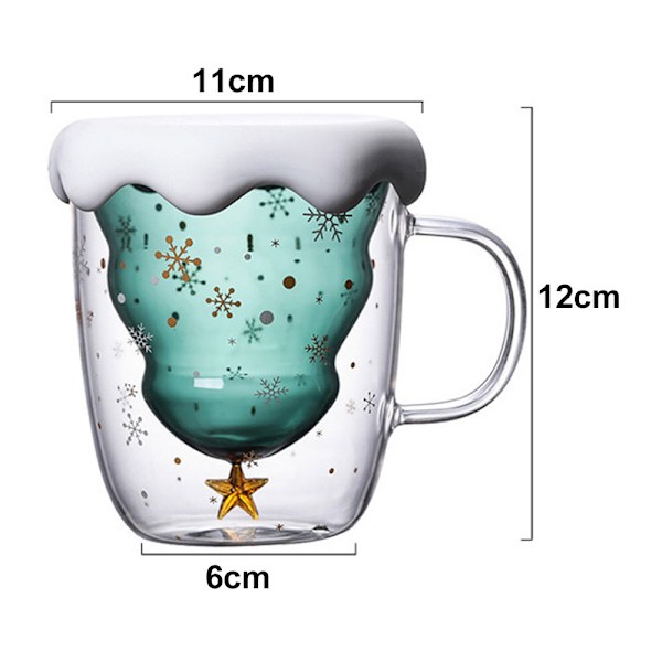 Sød julekaffekrus, tekopp, mælkekrus glas dobbelt