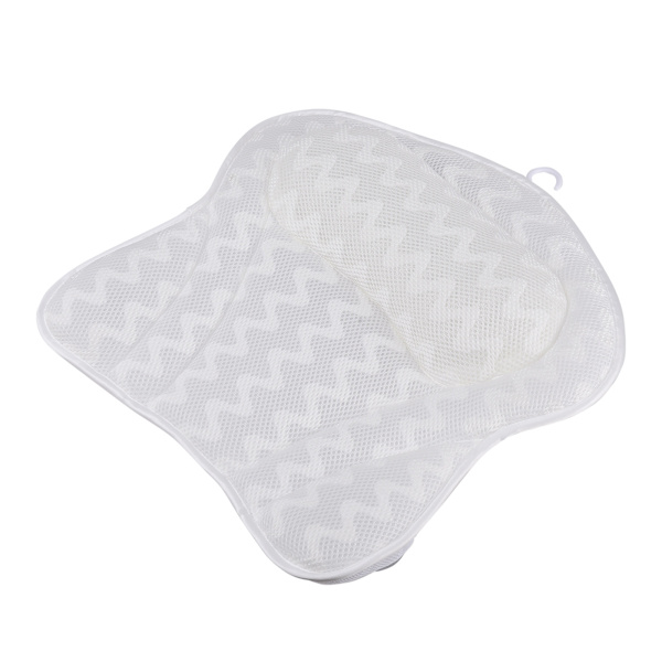 Maskinvaskbar 3D Mesh Badekar Pude Bad Badehodestøtte Sugkopp Pute