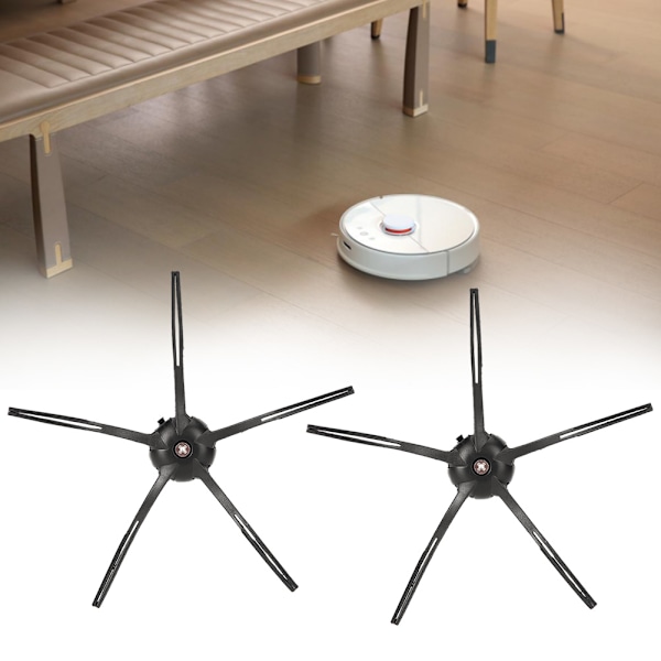 2 stk. sidebørste-reservedele til XIAOMI Roborock S6 S5 E35 E2 fejemaskine sort