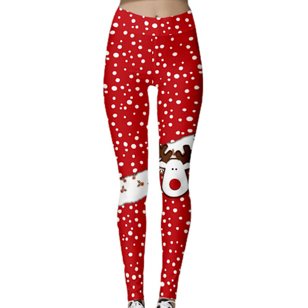 Jul Leggings Normal Midja Åtsittande Klar Digitaltryck Roligt Mönster Kvinnor Casual Jul Skinny Byxa BFY031 L