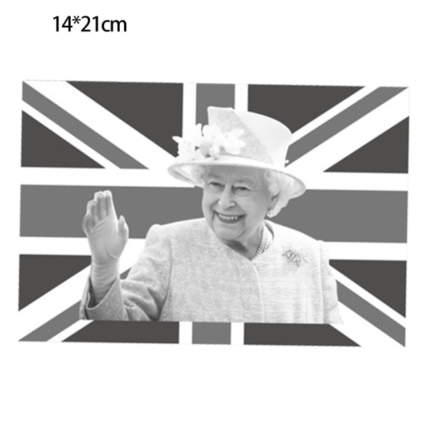 Kuningatar Elisabet II käsin heiluttava lippu 14cm x 21cm Mini Hand Held F