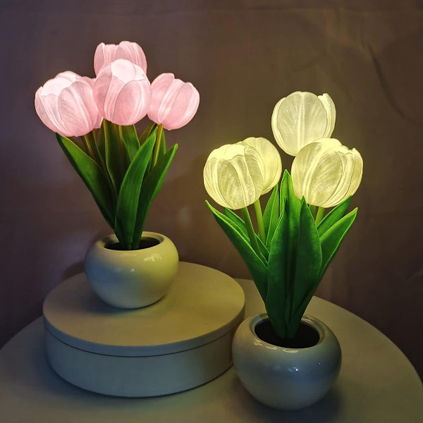 Blomsterbordslampa Tulpan Skrivbords LED Nattlampa för Hem Vardagsrumsinredning Konstgjord Blomma