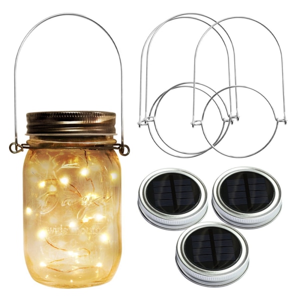 20 LED String Fairy Firefly Jar Lock Lights med hängare dekor, Te Warm White